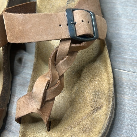 Mila Paoli Italy Leather Braided Strap Cork Wedge Sandals Shoes Tan Size 9 - Picture 5 of 16